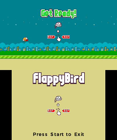 Screenshots of the Flappy Bird game.