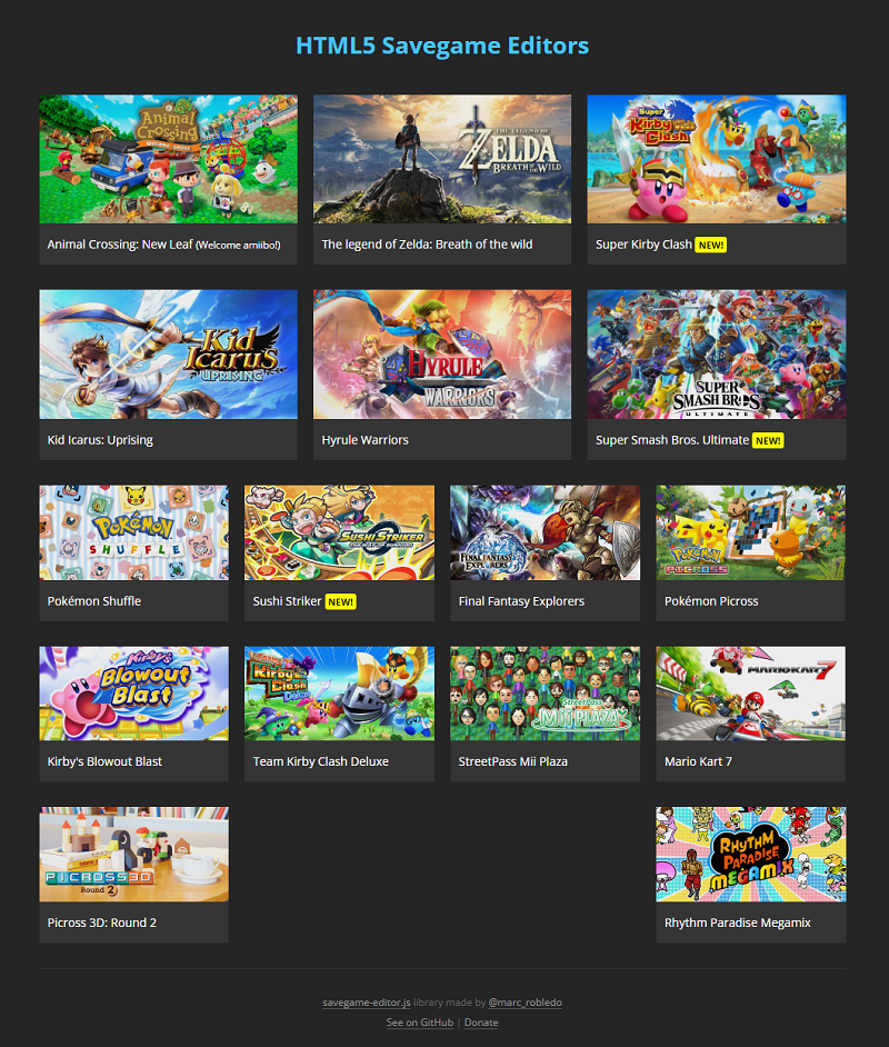 HTML5 Savegame Editors 3DS GameBrew   Html5gameeditors3 
