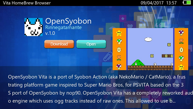 OpenSyobon Vita - Vita Homebrew Games (Platform) - GameBrew